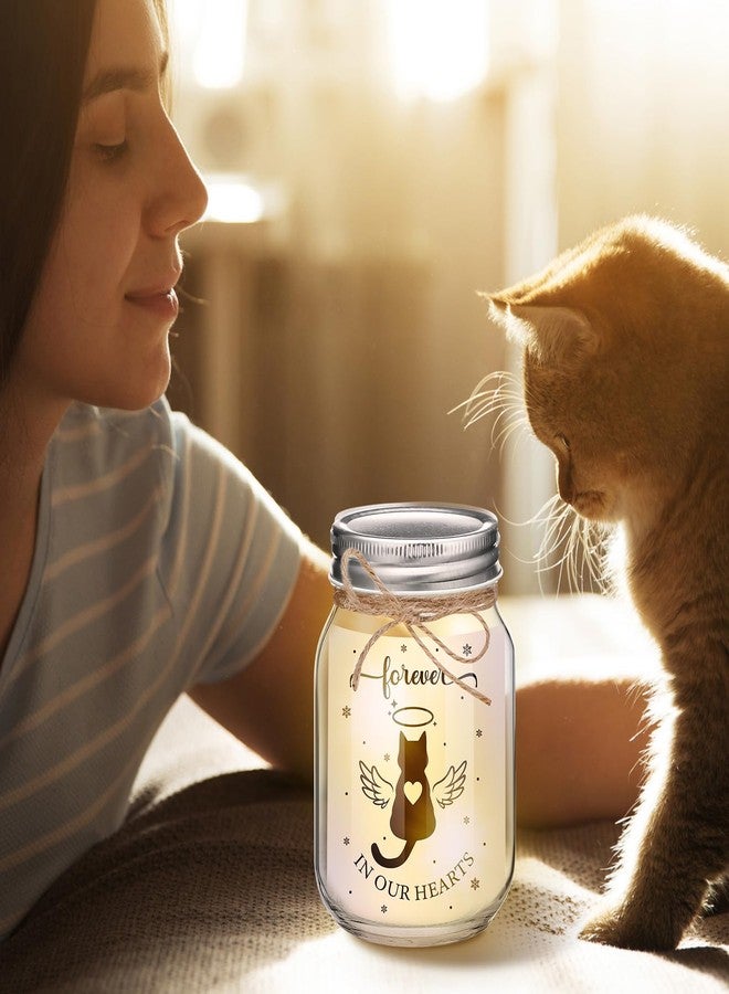 Glooglitter Cat Memorial Gifts for Loss of Cat Mason Jar Night Light Decor Pet Lover Sympathy Remembrance Gifts for Women Loss Loved Pet Bereavement Memorial Ornament - Image 5